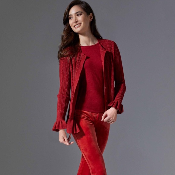 Carlisle Beauty Burgundy Cardigan Sweater set with Shell - Picture 2 of 16